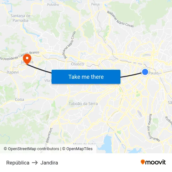 República to Jandira map