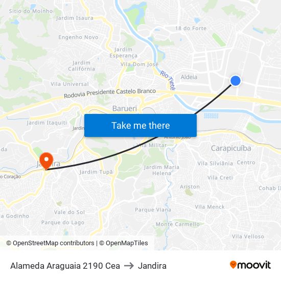 Alameda Araguaia 2190 Cea to Jandira map