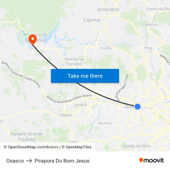 Osasco to Pirapora Do Bom Jesus map