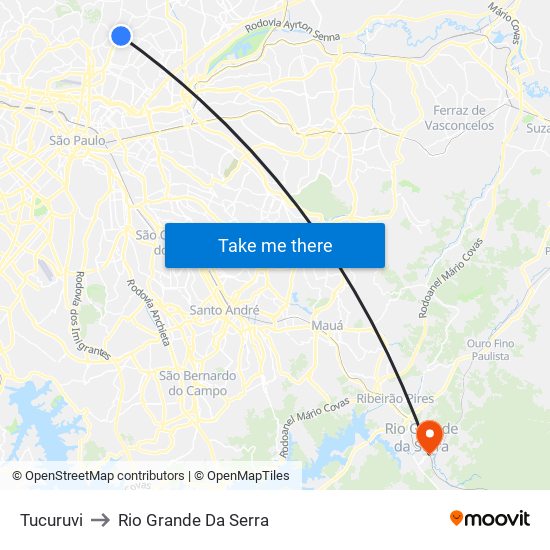 Tucuruvi to Rio Grande Da Serra map