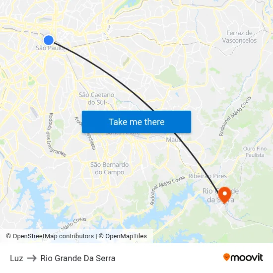 Luz to Rio Grande Da Serra map
