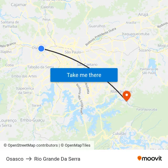 Osasco to Rio Grande Da Serra map