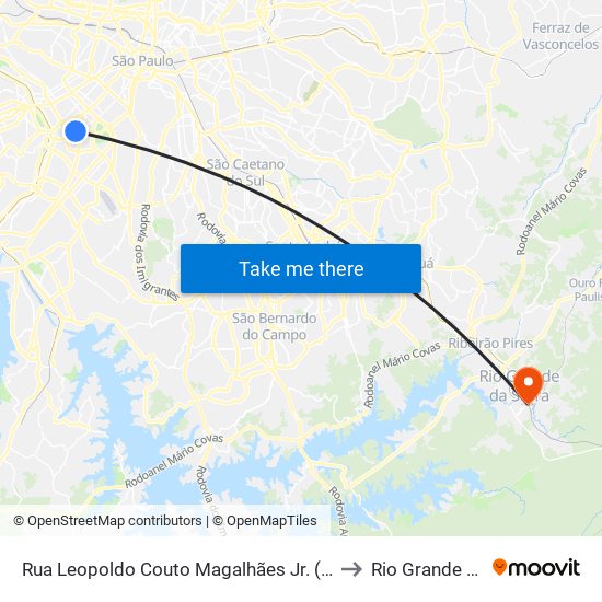 Rua Leopoldo Couto Magalhães Jr. (Oposto Ao Nº 275) to Rio Grande Da Serra map