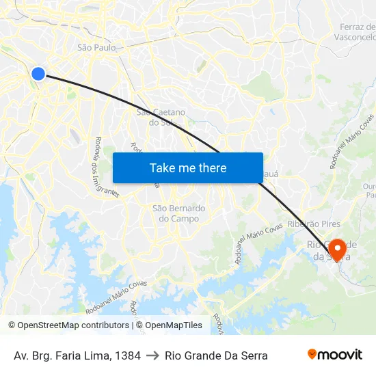 Av. Brg. Faria Lima, 1384 to Rio Grande Da Serra map