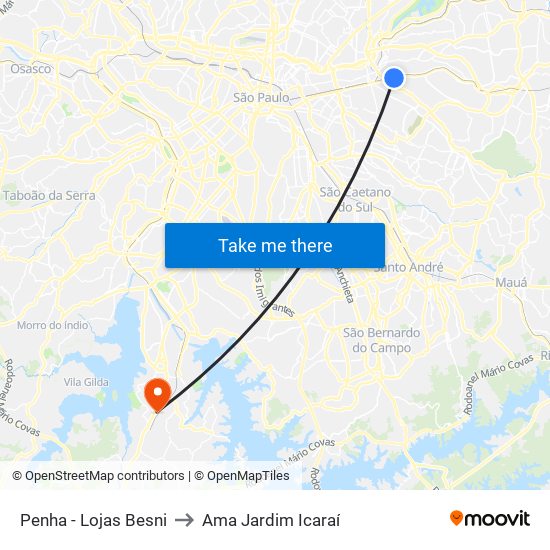 Penha - Lojas Besni to Ama Jardim Icaraí map