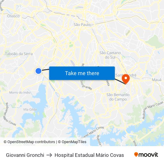 Giovanni Gronchi to Hospital Estadual Mário Covas map