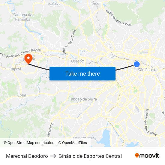 Marechal Deodoro to Ginásio de Esportes Central map