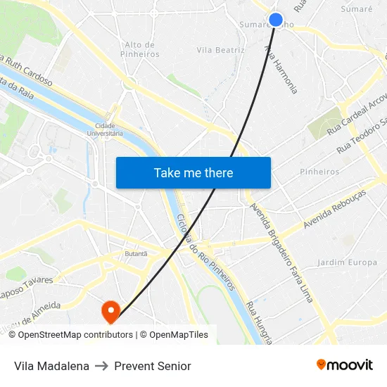 Vila Madalena to Prevent Senior map