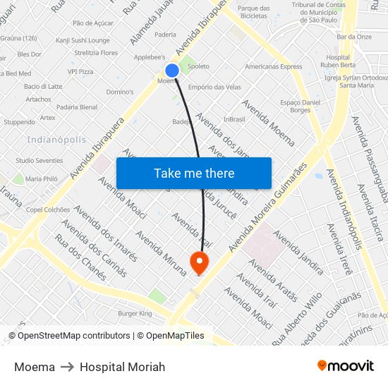 Moema to Hospital Moriah map