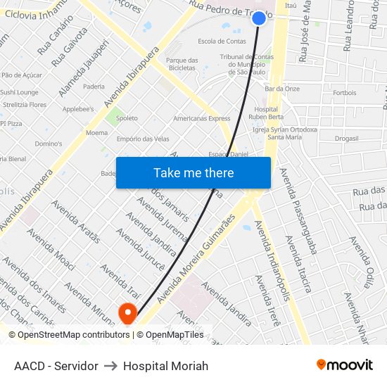 AACD - Servidor to Hospital Moriah map