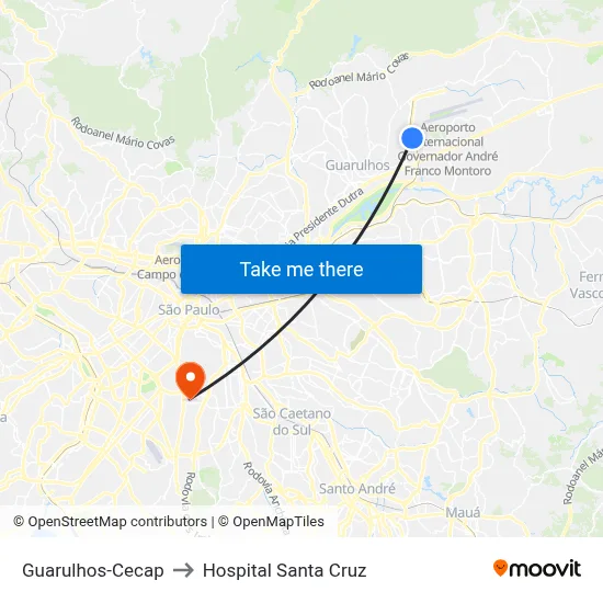 Guarulhos-Cecap to Hospital Santa Cruz map