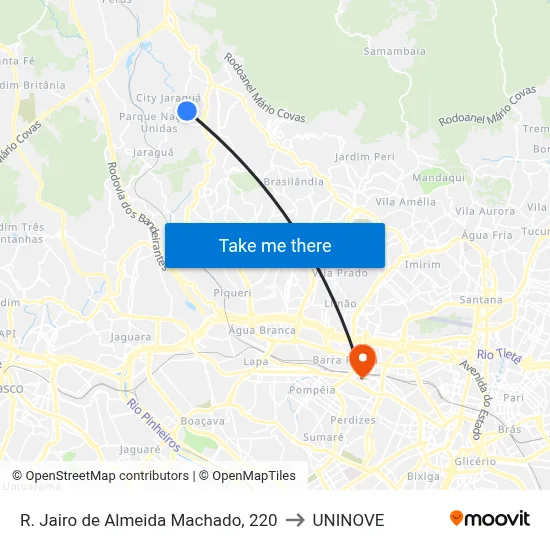 R. Jairo de Almeida Machado, 220 to UNINOVE map
