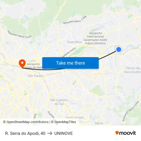 R. Serra do Apodi, 40 to UNINOVE map