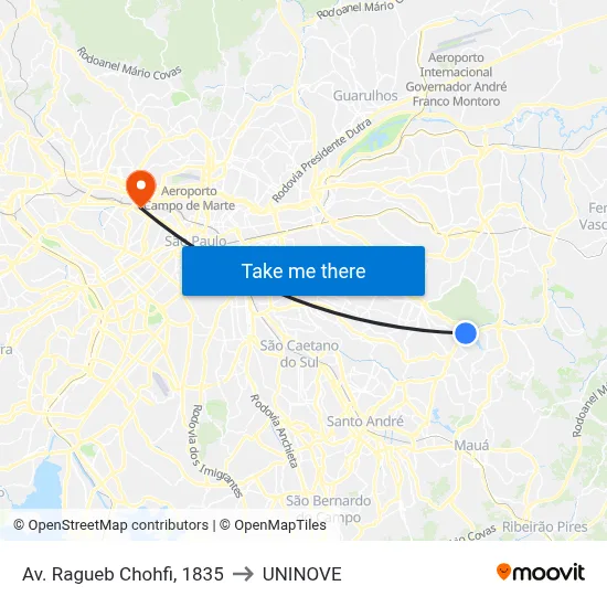 Av. Ragueb Chohfi, 1835 to UNINOVE map