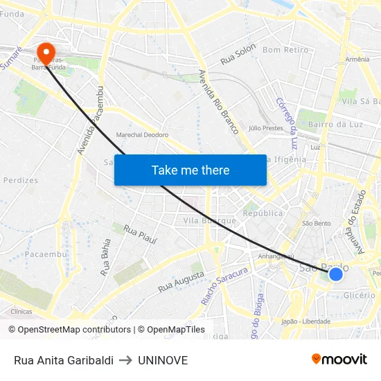 Rua Anita Garibaldi to UNINOVE map
