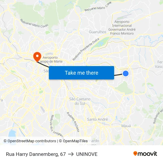Rua Harry Dannemberg, 67 to UNINOVE map