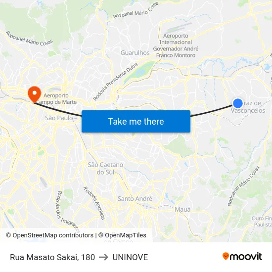 Rua Masato Sakai, 180 to UNINOVE map