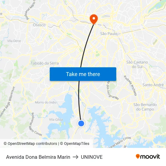 Avenida Dona Belmira Marin to UNINOVE map