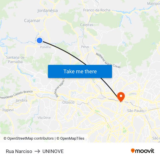 Rua Narciso to UNINOVE map