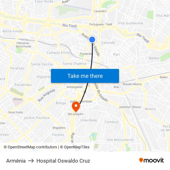 Armênia to Hospital Oswaldo Cruz map