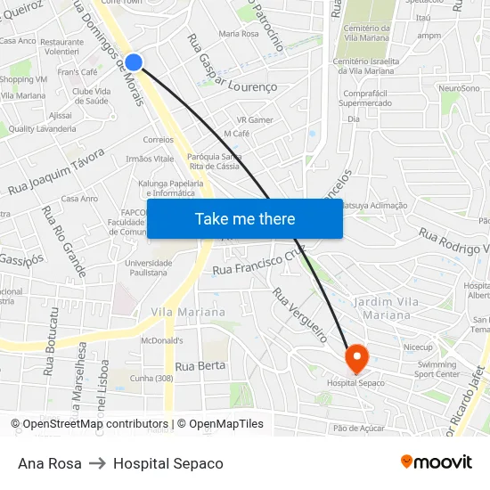 Ana Rosa to Hospital Sepaco map