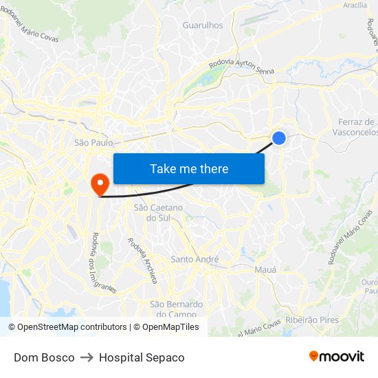 Dom Bosco to Hospital Sepaco map