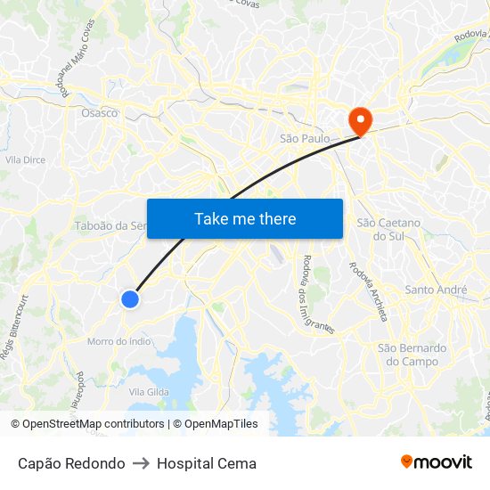 Capão Redondo to Hospital Cema map