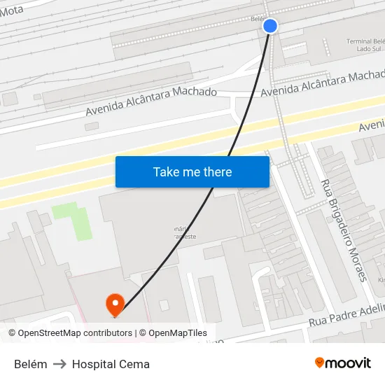 Belém to Hospital Cema map
