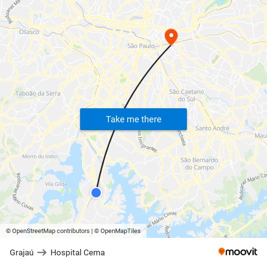 Grajaú to Hospital Cema map