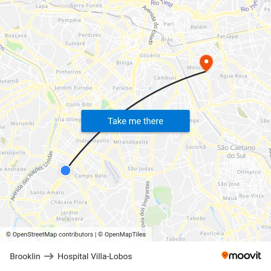 Brooklin to Hospital Villa-Lobos map