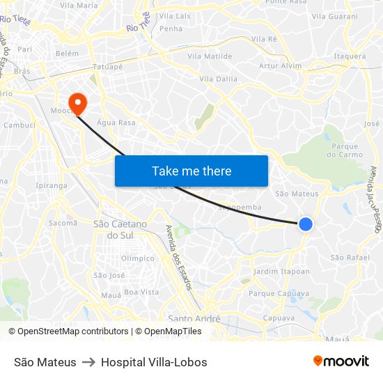 São Mateus to Hospital Villa-Lobos map