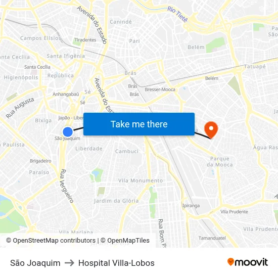 São Joaquim to Hospital Villa-Lobos map