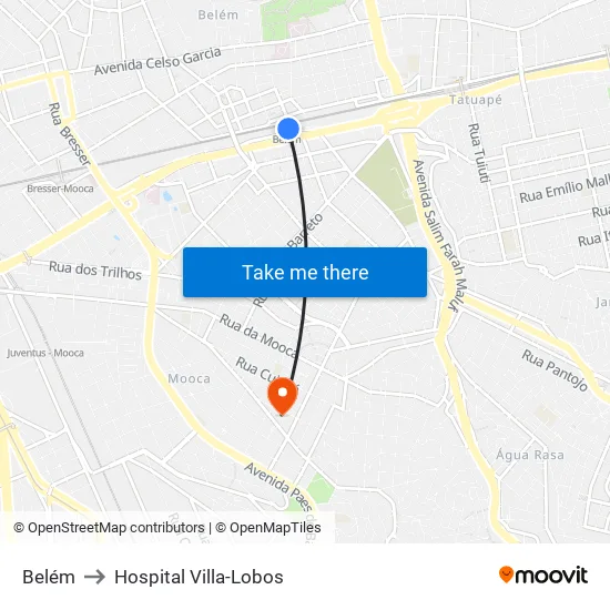 Belém to Hospital Villa-Lobos map