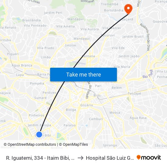 R. Iguatemi, 334 - Itaim Bibi, São Paulo to Hospital São Luiz Gonzaga map