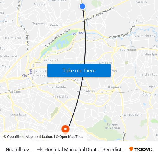 Guarulhos-Cecap to Hospital Municipal Doutor Benedicto Montenegro map