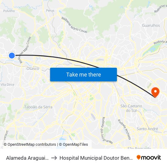 Alameda Araguaia 2190 Cea to Hospital Municipal Doutor Benedicto Montenegro map