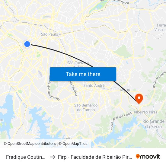 Fradique Coutinho to Firp - Faculdade de Ribeirão Pires map