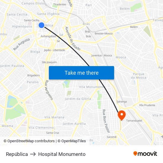 República to Hospital Monumento map