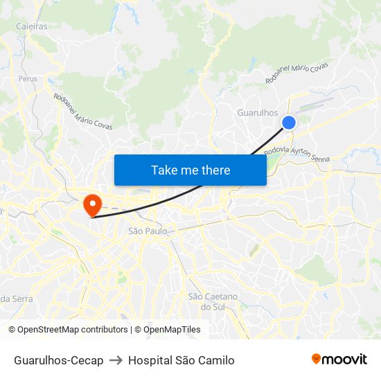 Guarulhos-Cecap to Hospital São Camilo map