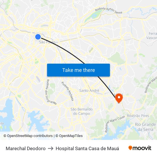 Marechal Deodoro to Hospital Santa Casa de Mauá map