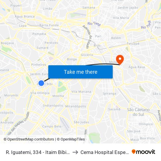 R. Iguatemi, 334 - Itaim Bibi, São Paulo to Cema Hospital Especializado map