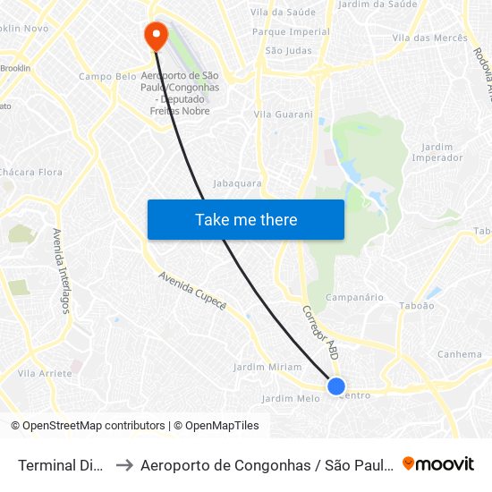 Terminal Diadema to Aeroporto de Congonhas / São Paulo - Cgh / Sbsp map