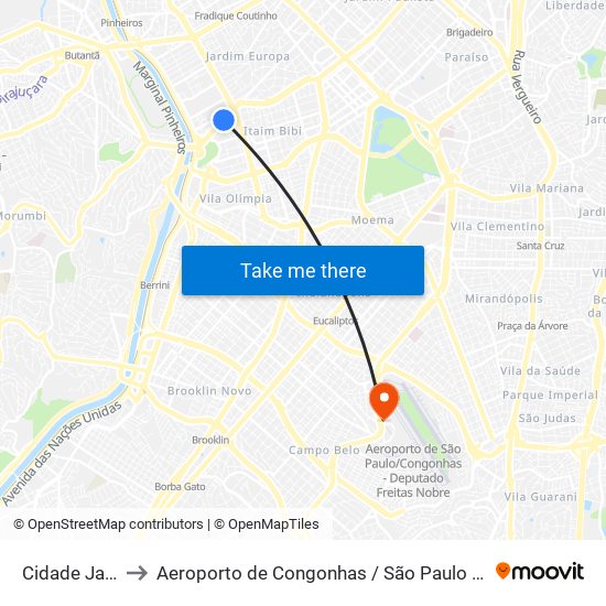 Cidade Jardim to Aeroporto de Congonhas / São Paulo - Cgh / Sbsp map