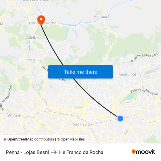 Penha - Lojas Besni to He Franco da Rocha map