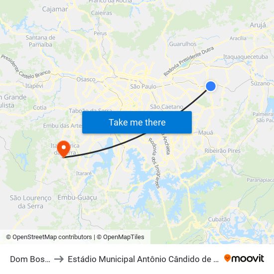 Dom Bosco to Estádio Municipal Antônio Cândido de Assis map