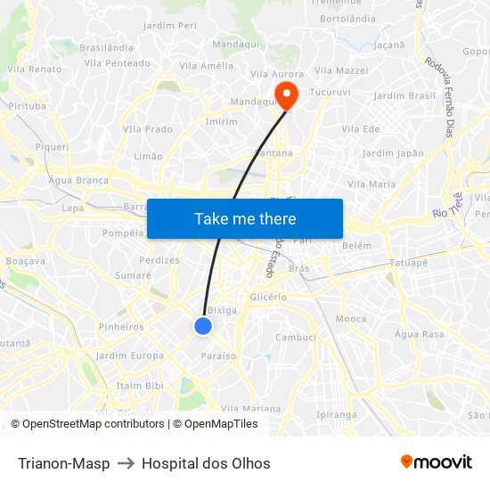 Trianon-Masp to Hospital dos Olhos map