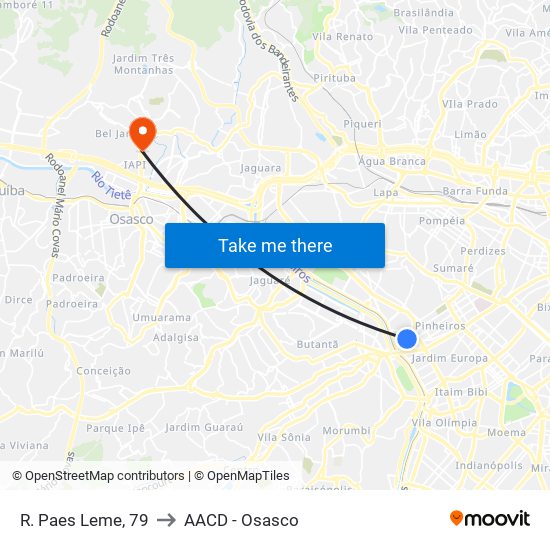 R. Paes Leme, 79 to AACD - Osasco map
