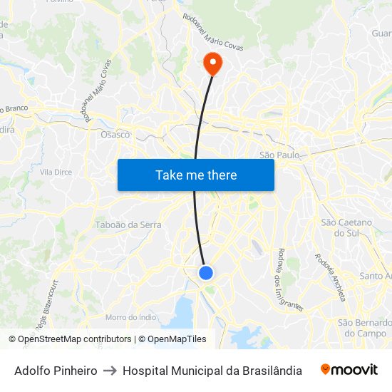 Adolfo Pinheiro to Hospital Municipal da Brasilândia map