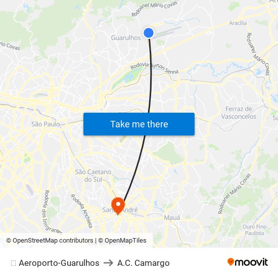 ✈️ Aeroporto-Guarulhos to A.C. Camargo map