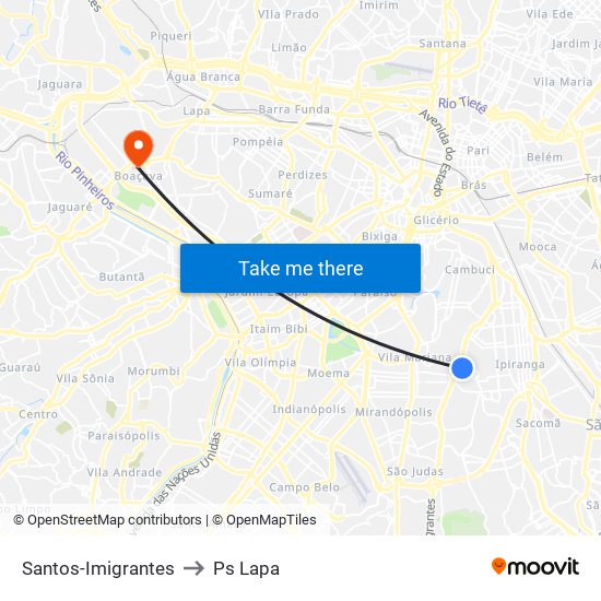 Santos-Imigrantes to Ps Lapa map